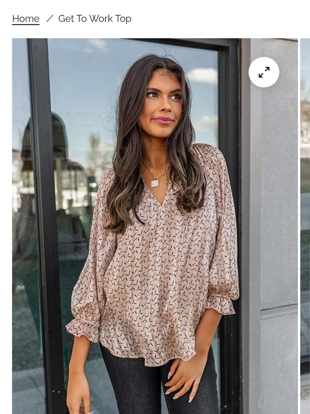 Impressions Dusty Rose Printed V-Neck Blouse